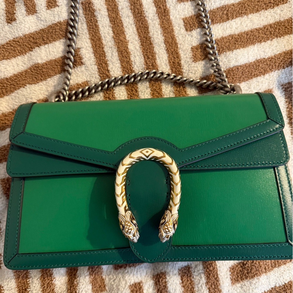 Gucci Green Shoulder Bag with Silver Chain